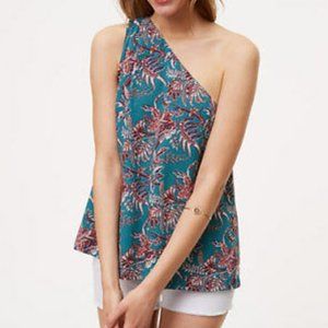 One Shoulder Blouse in Teal Floral